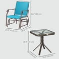 thumbnail image 3 of Outsunny Ensemble de 3 Pcs pour Patio avec Fauteuils Berçants, Ensemble de Balancelles d'Extérieur avec Table en Verre, 3 of 10