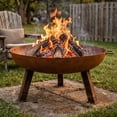 thumbnail image 2 of Sunnydaze Outdoor Camping or Backyard Portable Round Cast Iron Rustic Fire Pit Bowl with Handles - 24" - Oxidized Rust, 2 of 10