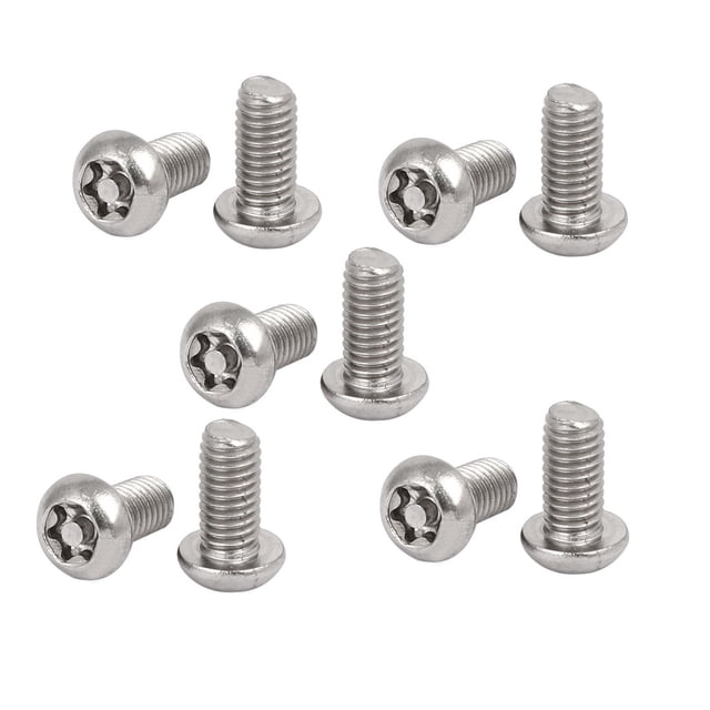 Unique Bargains M6x12mm 304 Stainless Steel Button Head Torx Security Tamper Proof Screws 10pcs