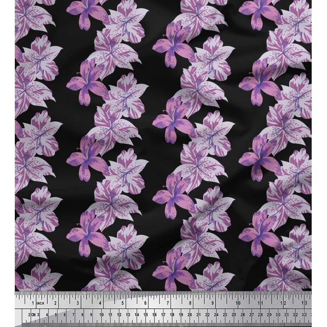 Soimoi Silk Fabric Flower Floral Print Fabric by Yard 42 Inch Wide