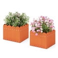 thumbnail image 1 of Gymax 2 Pack Square Planter Box Weather-Resistant HDPE Flower Pot Garden Bed Orange, 1 of 9