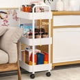 thumbnail image 4 of 3 Tier Kitchen Cart with Caster Wheels Organization Cart Corner Shelf Organizer White, 4 of 8