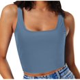 thumbnail image 2 of Timegard Womens Camis Tops Ribbed Square Neck Sleeveless Crop Top Solid Color Casual Going out Tank Top, 2 of 6