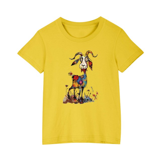 RXIRUCGD 2025 Vêtements d'Été pour Enfants T-shirt Imprimé Mode Mignon Col Rond Manches Courtes