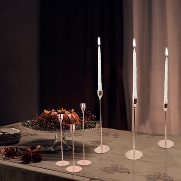 EGNMCR Bougeoir en Verre et Métal pour Restaurant, Souper Romantique aux Chandelles, Ornements - 3 Pcs Bougeoirs Coniques Dorés