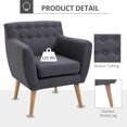 thumbnail image 3 of HOMCOM Fauteuil d'Appoint Moderne, Fauteuil à Accoudoirs Rembourré en Lin, Fauteuil Club Capitonné, 3 of 8