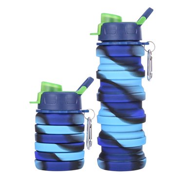 mmirethe Portable Collapsible Water Bottles Outdoor Reusable Travel Silicone Water Bottle Set for Sports Gym Hiking Camping