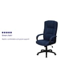 thumbnail image 2 of High Back Navy Blue Fabric Executive Swivel Chair with Arms, 2 of 9