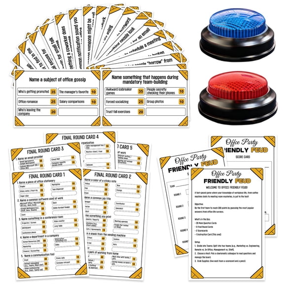Xminc Jeu de Querelle Convivial pour Fête de Bureau avec 2 Buzzers de Réponse, Cartes-Questionnaire de Consolidation d'Équipe pour Soirée Jeux en Famille, Rassemblement des Fêtes du Personnel, des Collègues et des Groupes de l'Entreprise