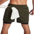 thumbnail image 3 of Men‘s 2 in 1 Double Layer Running Shorts Quick Dry Gym Training Sport Short with Phone Pockets, 3 of 6