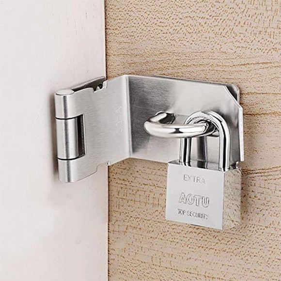 GFHFHITJ The Latch On The Door Right Angle Turn Door Lock Hasp Stainless Steel Extra Thick 90 Degree Turn Style with Screws
