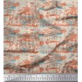 thumbnail image 1 of Soimoi polyester Crepe Fabric Human & Stamps Vintage Decor Fabric Printed Yard 42 Inch Wide, 1 of 3