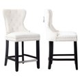 thumbnail image 4 of Avara 24" Tufted Velvet Counter Stool with Black Legs (Set of 2), 4 of 5