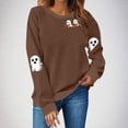 thumbnail image 2 of yoeyez Chandail d'Halloween pour Femme, Fantôme Citrouille, Manches Longues, Col Rond, Décontracté, Automne, Chandail Effrayant, Hauts, Brun, TTG, 2 of 5