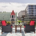 thumbnail image 3 of Giantex 3 Pieces Patio Furniture Set, Outdoor Rattan Sofa and Side Table w/Solid Acacia Wood Frame, High Load Bearing Conversation Bistro Set w/Washable and Removable Cushions, 3 of 10