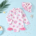 thumbnail image 2 of Girl Rash Guard Swimsuit Floral Printing Sun Protection Long Sleeve Girls Bathing Suits 12-18 Months Girl Fashion, 2 of 7