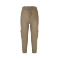 thumbnail image 4 of Capri Pants for Women Plus Size Side Pockets Cargo Pants Elastic Drawstring Casual Cropped Pants, 4 of 5