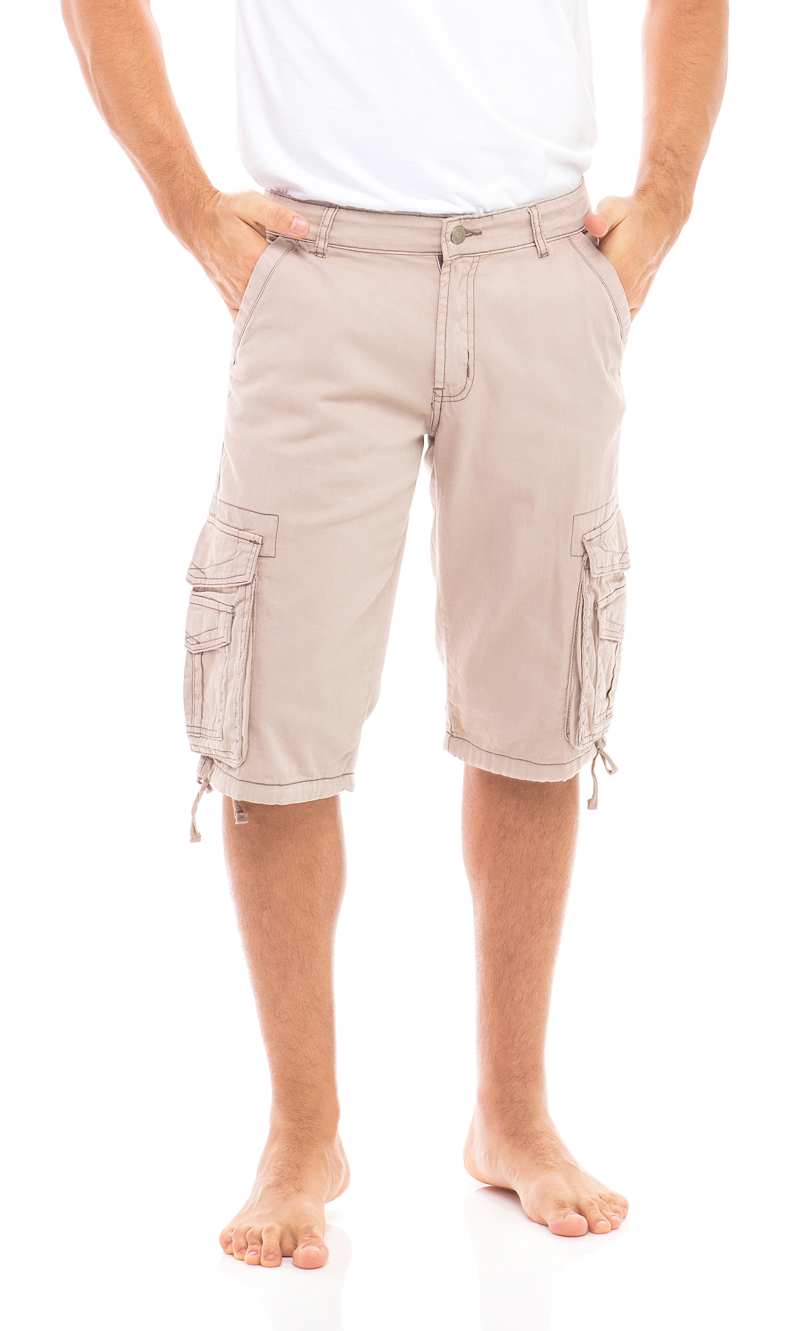 Men’s Classic Fit Flat Front 100% Cotton Twill Cargo Shorts