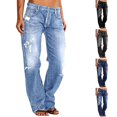 thumbnail image 2 of CHCNHAC Women's 2025 Jeans High Waisted Stretchy Straight Leg Jeans Fashion Ripped Distressed Loose Fit Denim Pants Retro Y2k Trousers, 2 of 8