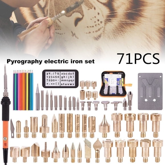 KEINXS 71/37 Pieces US Plug Electric Wood Burning Tool Kit Craft Set Soldering Pyrography Art Pen Tips