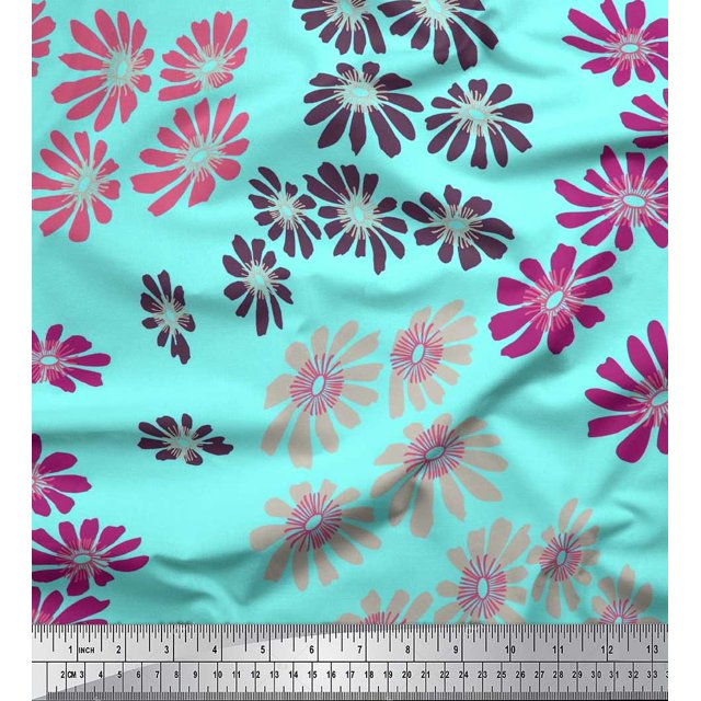 Soimoi Moss Georgette Fabric Artistic Flower Printed Craft Fabric by the Yard 42 Inch Wide