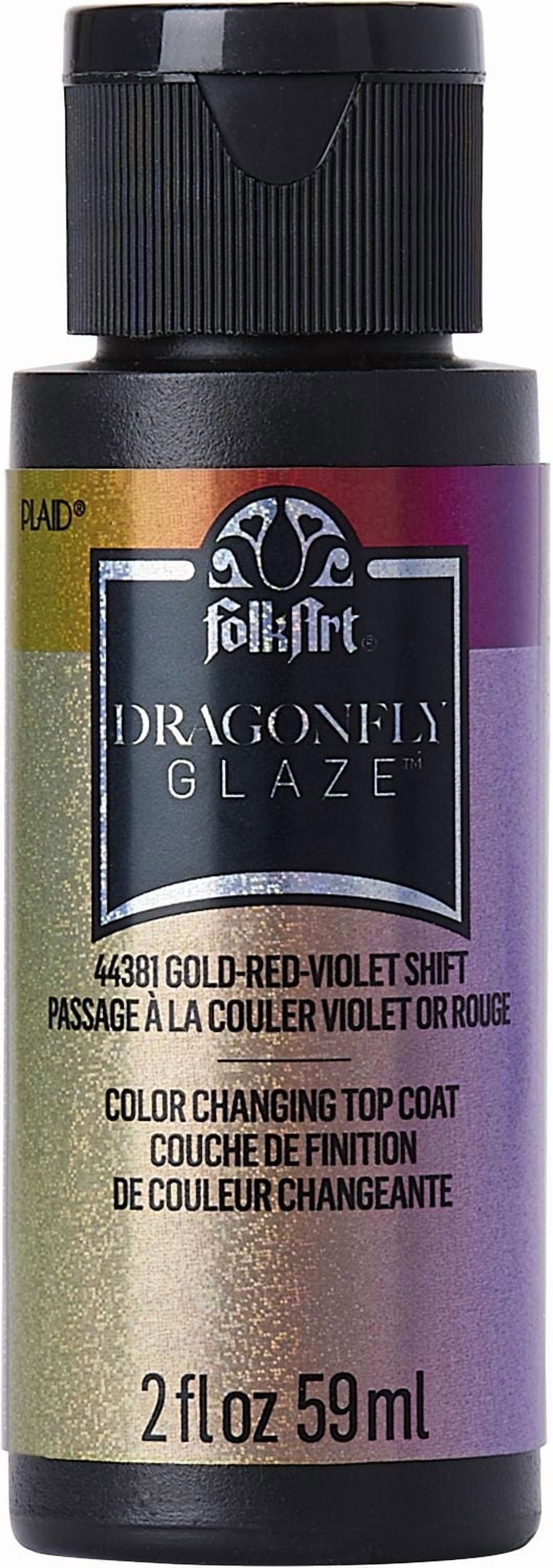 Glaçure fini brillant FolkArt Dragonfly, Or - Rouge - Violet, 59 ml