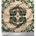 thumbnail image 1 of Soimoi Rayon Fabric Quatrefoil & Peacock Bird Decor Fabric Printed Yard 56 Inch Wide, 1 of 3