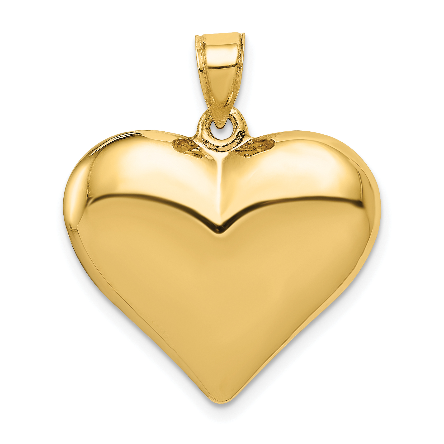 Collier Pendentif Cœur en Or Jaune 14k Amour Gonflé