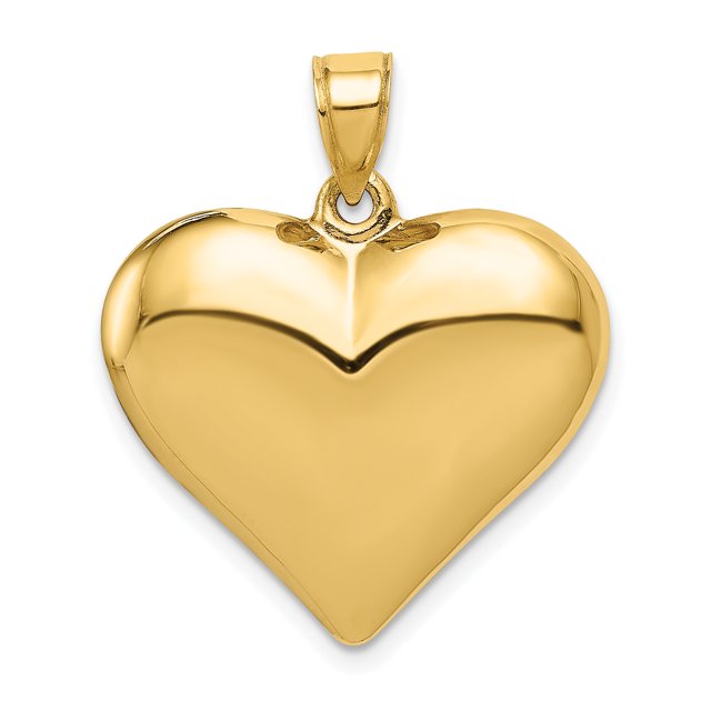 Collier Pendentif Cœur en Or Jaune 14k Amour Gonflé