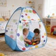 thumbnail image 2 of Kids Play Tent with Pops Up Design for Indoor and Outdoor Use, Foldable Game Tent with Storage Bag, Portable Playhouse for Reading Relaxing and Games, Blue, 2 of 6