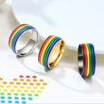 thumbnail image 2 of Stainless Steel Enamel Rainbow LGBT Ring Lesbian Gay Ring, 2 of 6