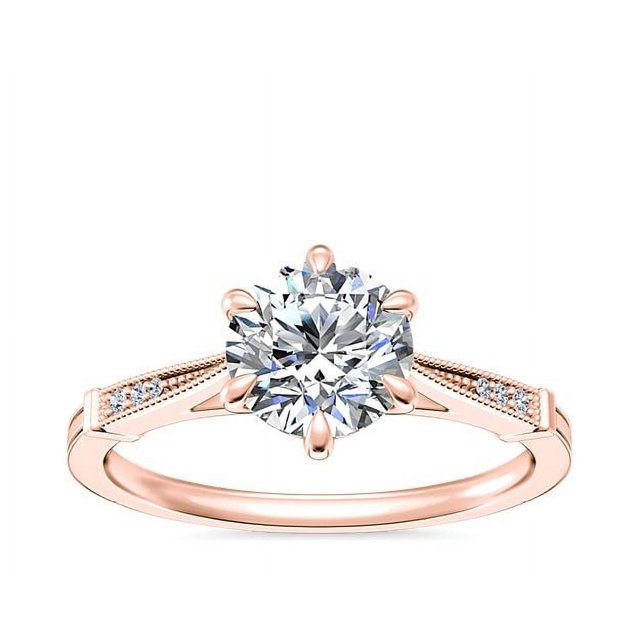 0.55 Carat Excellent Round Cut Real Diamond New Design Solitaire Ring for Wedding Solid 18K Rose Gold Size 11