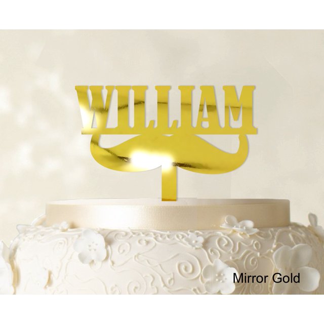 Custom Name Cake Topper Personalized Mirror Cake Topper Color Option Available 5-7 Inches Wide