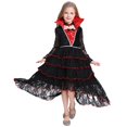 thumbnail image 3 of MKOSPLRT Robe de Cosplay Gothique d'Halloween Costume de Cour Élégant avec Dentelle Robe Maxi à Étages à Manches Longues Costume de Princesse Médiéval Renaissance, 3 of 4