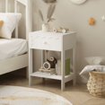 thumbnail image 1 of White Nightstand with Drawer and Open Shelf, Modern Wave Pattern Bedside Table, Solid Wood Frame End Table for Bedroom, Living Room, Small Spaces, 1 of 1