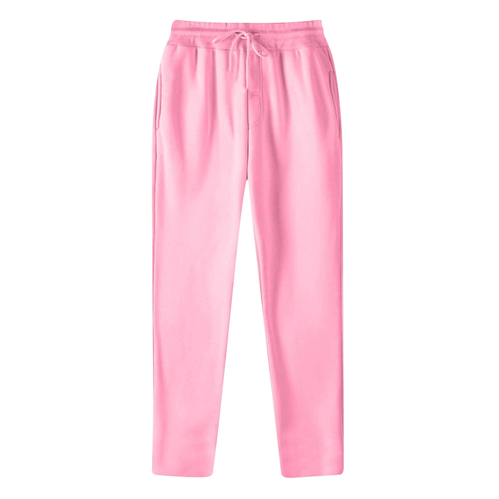 LOVZFMLL Men's Pants Men's Fashion Drawstring Elastic Waist Solid Color Casual Sweat Length Pants