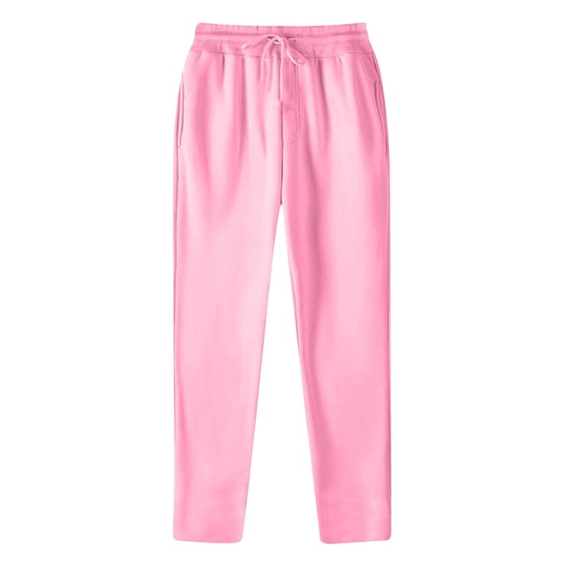 LOVZFMLL Men's Pants Men's Fashion Drawstring Elastic Waist Solid Color Casual Sweat Length Pants