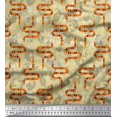 thumbnail image 1 of Soimoi Beige polyester Crepe Fabric Leaves,White Floral & Snake Reptile Decor Fabric Printed BTY 42 Inch Wide, 1 of 3