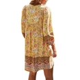 thumbnail image 4 of Babysbule Robes d'Été pour Femmes Liquidation Mode pour Femmes Bohème Col en V Ample Manches 3/4 Imprimé Robe Courte, 4 of 9