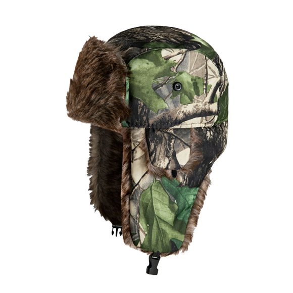 YOPTOP Bonnet Unisexe Doublure en Peluche Camouflage Protection des Oreilles Sans Bord Coupe-Vent Automne Hiver Épais Chapeau Trappeur pour Extérieur, Vert Taille