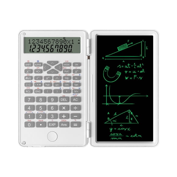 Tablette d'Écriture Lcd Calculatrice à Fonctions Scientifiques avec Affichage à Double Ligne à 12 Chiffres, Tablette d'Écriture pour Adultes Bureau Apprentissage Maison Outil Multifonction d'Écriture Manuscrite 16,2x8,2x1,83 cm