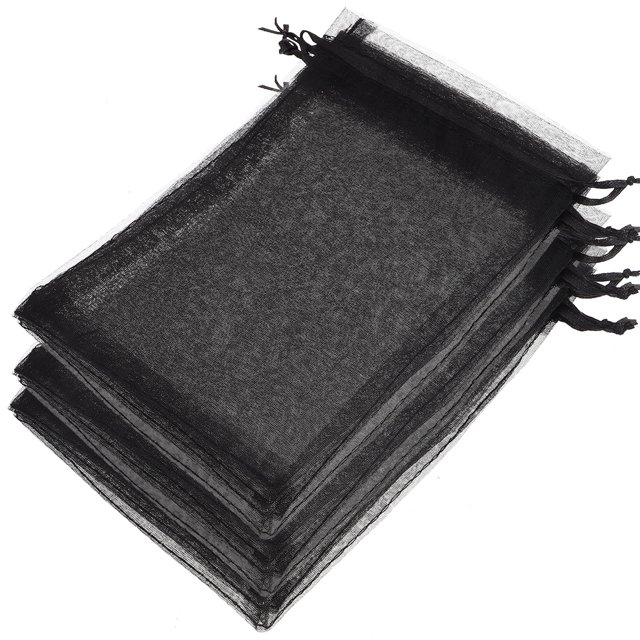 Luxshiny 50 Pcs Sacs-Cadeaux à Cordon Sacs en Organza Noirs Emballage Polyvalent pour Fêtes