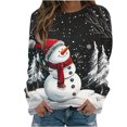 thumbnail image 2 of cllios Chandails Molletonnés Surdimensionnés pour Femmes Col Rond Manches Longues Chandails de Noël Flocon de Neige Snowman Hauts Graphiques Mode Sortie Blouse T-Shirt Chandail de Noël Cadeaux, 2 of 4