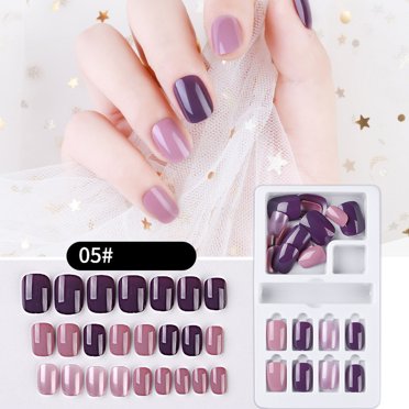 TopLLC 24PCS Fake Nails Reusable Stick On Nails Press on Full Cover False Nail Tips Fake Nails