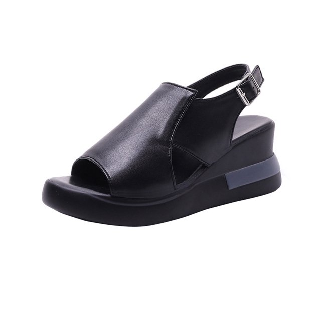 Chaussures pour Femmes à Talons Hauts à Bout Ouvert en Cuir Souple à Plateforme Haute