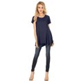 thumbnail image 1 of Womens Short Sleeve Scoop Neck Flowy Tunic Top - Made in USA, Small, Navy, 1 of 1