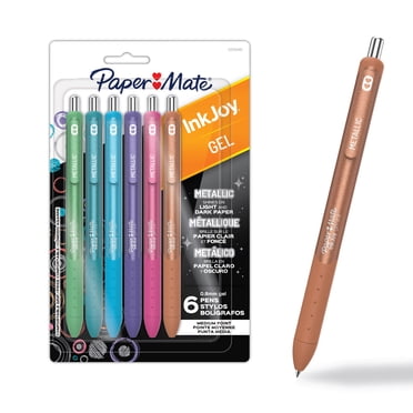 Paper Mate InkJoy Metallic Gel Pens, Medium Point (0.8 mm), Retractable, Assorted Colours, 6 Count