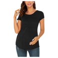 thumbnail image 5 of Vêtements de Grossesse Offres de l'Action de Grâce Liquidation Été Vêtements de Maternité pour Femmes Col Rond Manches Courtes Volants Pli Hauts de Grossesse, 5 of 5