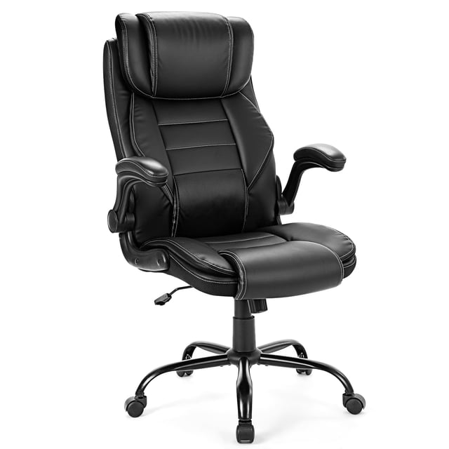 BeesClover Chaise de Bureau, Chaise de Bureau en Cuir Design Exécutif avec Coussin à Double Ressort, Soutien Ergonomique du Dos et du Soutien Lombaire, Appuie-Tête Réglable, Chaise de Bureau Inclinable pour Bureau à Domicile