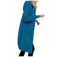 thumbnail image 1 of WEAIXIMIUNG Robe Chandail Surdimensionnée à Manches Courtes Femme Automne Hiver Décontractée Mode Couleur Unie à Cordon à Capuche Longue à Fermeture Éclair Manteau à Poches Long Manteau Veste, 1 of 6